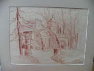 ARKADIA NIEBORÓW RYSUNEK KREDKA JERZY MANIEWSKI 1967