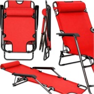 FOTEL LEŻAK OGRODOWY TURYSTYCZNY KRZESŁO PLAŻOWY SKŁADANY CZERWONY LEKKI