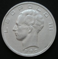 Belgia 50 franków 1940 - król Leopold III - srebro