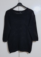 Sweter Ażurowy Z Rękawem 3/4 Bawełniany Czarny Esmara |R. 40/42