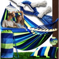 HAMAK OGRODOWY DWUOSOBOWY NAJWIĘKSZY XXL 290x150 TORBA+PODUSZKA PAŁĄK 60 CM