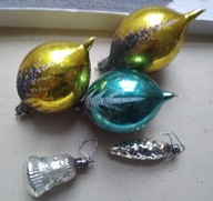 Zestaw bombek choinkowych z PRL-u 5 sztuk