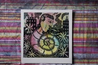 Człowiek ślimak. 30 × 30 cm. 2025 r. (linoryt kol.)