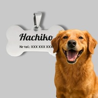 Adresówka dla psa stalowa identyfikator swój grawer kość zawieszka