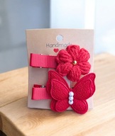 Spinki do włosów szydełkowy kwiatek motylek 2.szt.