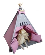 Budka legowisko dla średniego psa suczki różowe wygodne tipi z imieniem