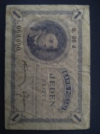 1 złoty 1919 Ser S.35J, rzadka seria, sexy numer 069,690 średni stan (B29)