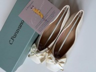 Baleriny damskie buty skórzane C.PARAVANO skóra naturalna beżowe r. 39,5