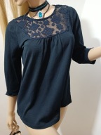 PROMOD grafitowa bluzka z koronką przy dekolcie S/M