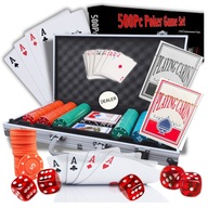 ZESTAW DO POKERA 500 ŻETONÓW Żetony Do Gry Poker Chips Set Karty Walizka