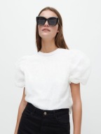 Reserved bluzka transparentna bufki bufiaste rękawy tiulowa boho kwiaty top