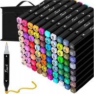 MARKERY ALKOHOLOWE 80SZT FLAMASTRY PISAKI MAZAKI DWUSTRONNE ZESTAW TORBA