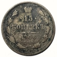 Rosja. 15 kopiejek 1906 Mikołaj II - Srebro