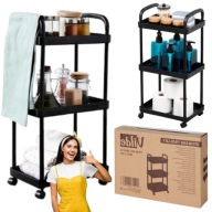 WÓZEK NA KÓŁKACH MOBILNY ŁAZIENKOWY REGAŁ KUCHENNY SZAFKA 3 POZIOMY PÓŁKA