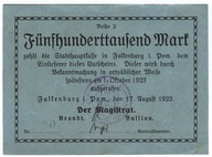 Banknot zastepczy - Falkenburg - Złocieniec - 500 000 Mark - 1923