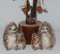 Śliczny Jeż z jabłuszkiem figurka dekoracja świąteczna do postawienia