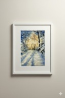 Akwarela pejzaż zimowy