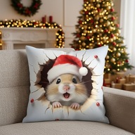 Poduszka świąteczna chomik w czapce Mikołaja 40/40cm