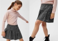 MANGO szara spódnica z falbanką w grochy