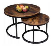 STOLIK KAWOWY DWA STOLIKI KAWOWE ZESTAW 2 STOLIKÓW – DĄB POSTARZANY 60CM