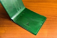Portfel skórzany, ręcznie wykonany, handmade Bi-fold, 11x9,5cm