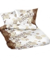 pościel z satyny 160x200 + 2x70x80 zamek S Dmuchawce brąz D-x