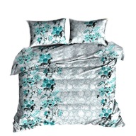 pościel bawełna lux 200x200 + 2x70x80 2x40x40 guzik B 290-1 Joker turkus
