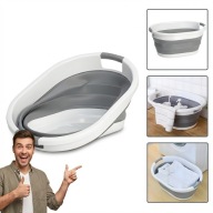DUŻA MISKA SILIKONOWA SKŁADANA 25L KOSZ PRANIE WANIENKA LEKKA NOWA OWALNA