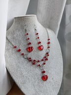 Zestaw biżuterii coquette - serduszka - stal, szkło, handmade