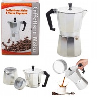 KAWIARKA ZAPARZACZ DO ZAPARZANIA KAWY ESPRESSO 6 FILIŻANEK 300ml ALUMINIOWA