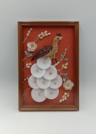 Obraz ręcznie wykonany z muszli - Japonia i piękny paw - Shibayama 32,5cm