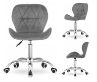 KRZESŁO FOTEL OBROTOWY DO BIURKA REGULOWANE WELUROWE WYTRZYMAŁE SZARY