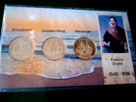 WYSPA TERNATE - zestaw 3 x 3 pesos, okręty Francisa Drake`a, UNC, folder!