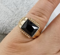 84186 Pierścionek pozłacany 18K średnica 19 mm czarny sygnet