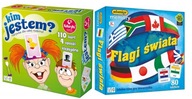 2w1 Gry Planszowe FLAGI ŚWIATA + KIM JESTEM? Rodzinne 4+ Kukuryku Adamigo