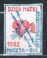 ZNACZEK CZYSTY DZIEŃ MATKI 5ZŁ,POCZTA INTERNOWANYCH,STRZEBIELINEK 1982