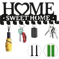 WIESZAK ŚCIENNY NA UBRANIA PARASOLE KLUCZE DO PRZEDPOKOJU CZARNY METALOWY