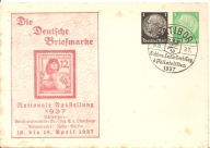 RACIBÓRZ RATIBOR TRZECIA RZESZA -postkarte -ozdobny stempel -1937 rok