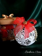 szydełkowa bombka choinkowa -śr.13cm -na prezent -rękodzieło Juka 1szt