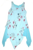 Made in ITALY_Piękna SUKIENKA_lazurowa kwiaty asymetryczna wiskoza_42