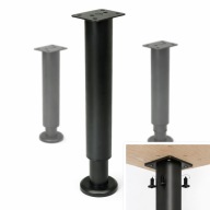 NOGA DO ŁÓŻKA KOMODY REGULOWANA STALOWA CZARNA Z BLACHĄ MOCNA 17,8-30 CM