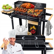 GRILL OGRODOWY DUŻY SMART ROŻEN PÓŁKI na kółkach WĘGLOWY MOCNY STALOWY 5w1