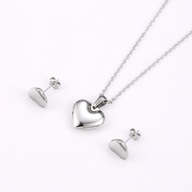 Srebrny Komplet SERCE SERDUSZKO Łańcuszek PUDEŁKO kolczyki STAL na prezent