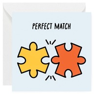 Kartka Miłosna, na Walentynki - Puzzle Idealnie Dopasowani - 14x14 cm