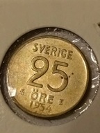 MONETA srebrna 25 ORE 1954r SREBRO Szwecja