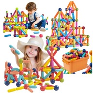ZESTAW XL 128EL KLOCKI MAGNETYCZNE KONSTRUKCYJNE EDUKACYJNE STICKS PATYCZKI