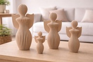 Zestaw 4 Aniołków Figurki 3D Dekoracja Świąteczna | różne kolory | 3D
