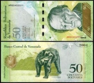 BNB - WENEZUELA 50 Bolivares 2015 AR 60452595 # P92k # listopad # UNC