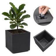 DONICA KWIETNIK KARO ECO 40X40 CZARNA BETON RECYKLING ROLKI WKŁAD 36L MOCNA