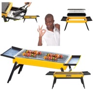 GRILL TURYSTYCZNY WĘGLOWY SKŁADANY WALIZKA PRZENOŚNY BBQ KEMPING DUŻY